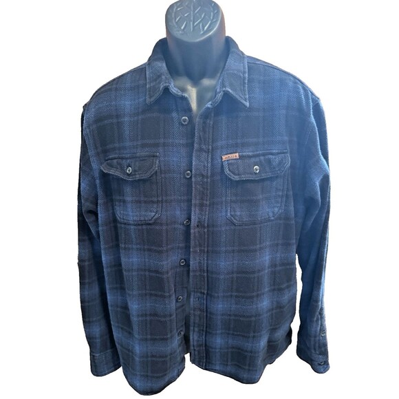 Orvis Heavy Flannel Jacket/Shacket Men's Sz XL 100% Cotton Blue & Black Plaid - Picture 2 of 15